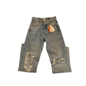 mgm denim straight leg ripped jeans